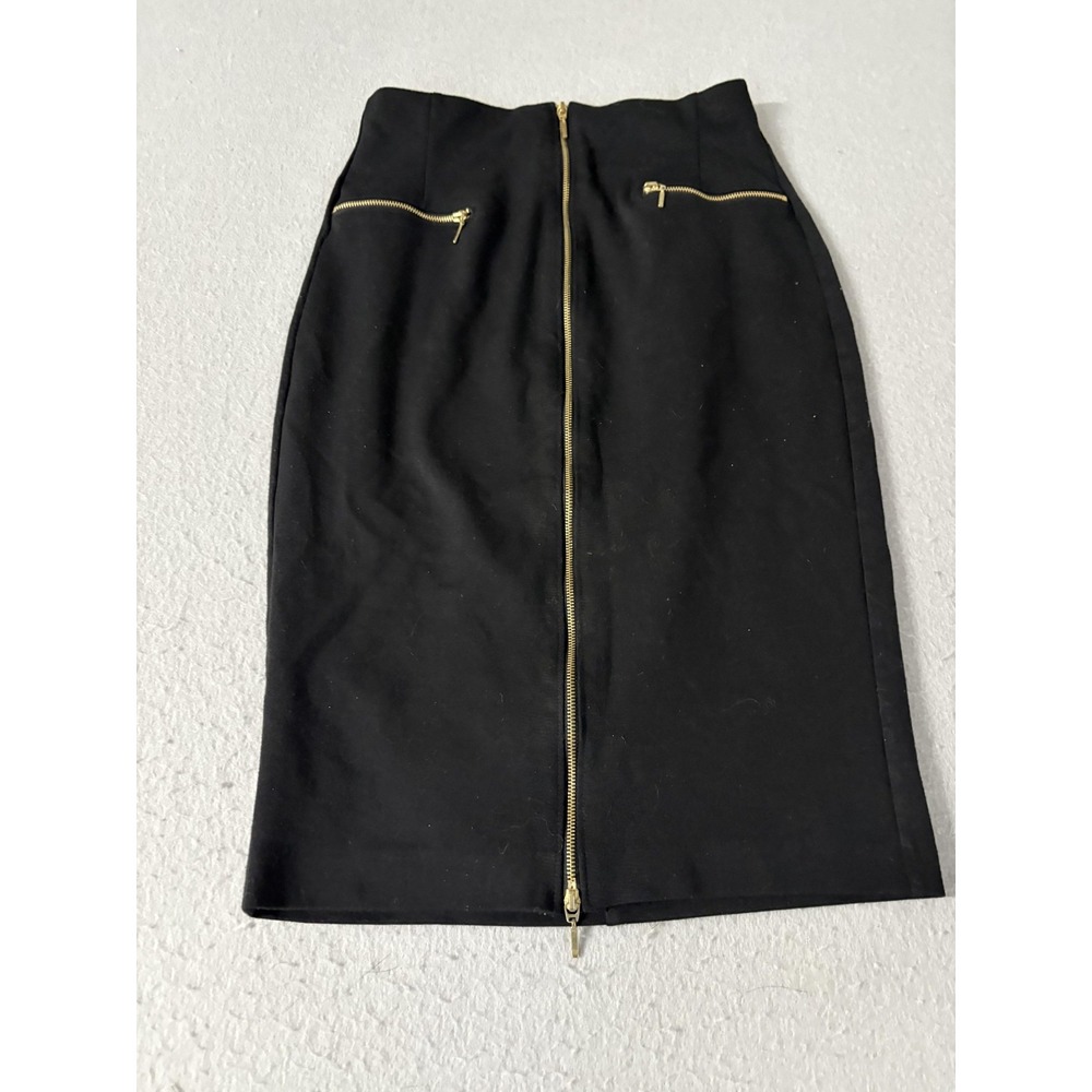 Jennifer Lopez Skirt Womens Small Black Zip Front Pencil‎ Bodycon High Waist